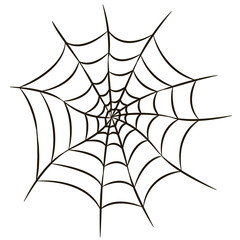 Halloween black spider web isolated on white background.