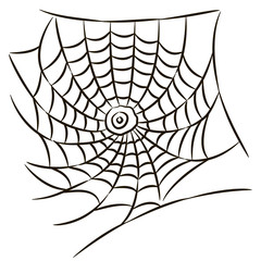 Obraz premium Halloween black spider web isolated on white background. Stock vector template, easy to use.