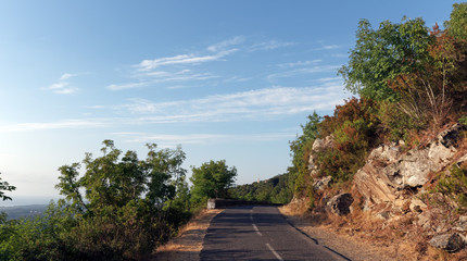 road of the Castagniccia corniche in upper Corsica mountains