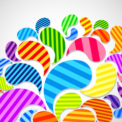 Fototapeta premium Bright striped colorful curved drops spray on a light background, color design, graphic illustration.