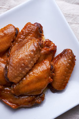 Close-up view of the friend chicken wings