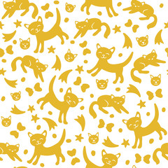 Vector pattern with cats and kittens.