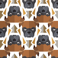 Seamless polygonal pattern with bulldog head. Texture for wallpaper, fills, web page background.
