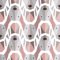 Abwaschbare Fototapete Hunde Nahtloses polygonales Muster mit Bullterrierkopf. Textur für Tapeten, Füllungen, Webseitenhintergrund.