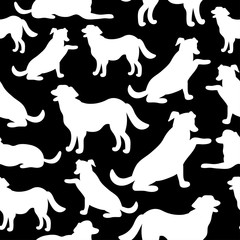 Seamless pattern with dog silhouettes. Texture for wallpaper, fills, web page background.