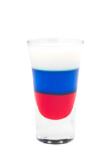Russian flag coctail on white background