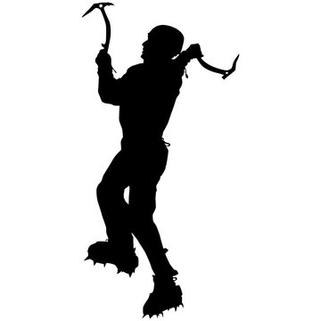climber silhouette ice axes climbing clip art preview