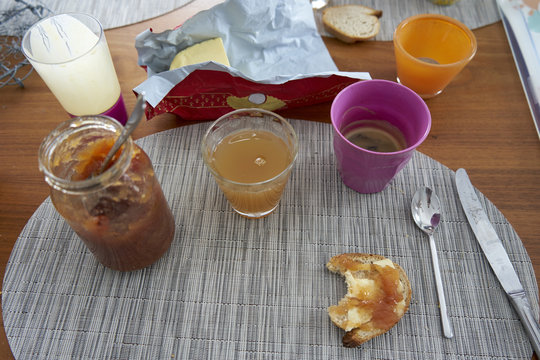 French Breakfast with Lassy, Home Made Jam, Coffee, Appel Juice And Bread