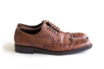 black classic men's shoes on a white background