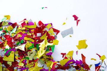 Colorful confetti party concept top view copyspace

