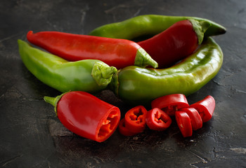 Red and green sweet peppers