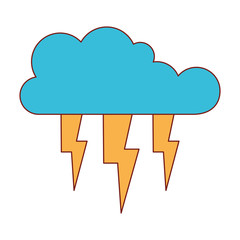 cloud with lightnings in colorful silhouette