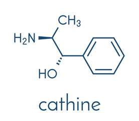 Cathine khat stimulant molecule. Present in Catha edulis (khat). Skeletal formula.