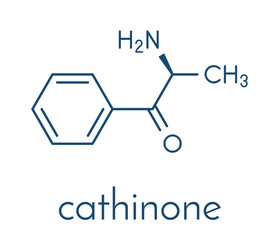 Cathinone khat stimulant molecule. Present in Catha edulis (khat). Skeletal formula.