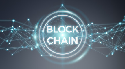 Blockchain connection background 3D rendering