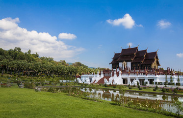 Fototapeta na wymiar The largest flower gardens in Thailand / Landscape of Royal Flora Ratchaphruek