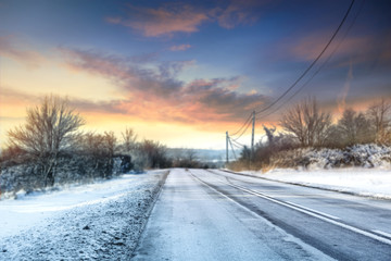 Obraz premium winter road background 