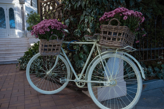 flower bicycle basket, pastel tone