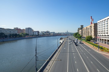 Berezhkovskaya and Savvinskaya embankments in Moscow, Russia