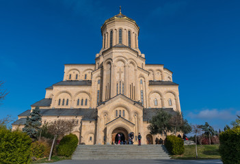 Fototapeta na wymiar TBILISI, GEORGIA - DEC.10, 2017 : Holy Trinity Cathedral of Tbilisi