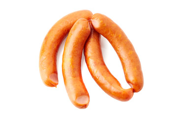 Smoked sausages isolated on white