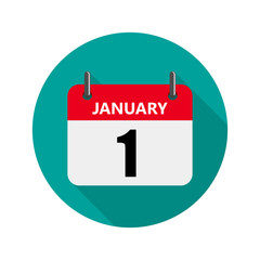 Naklejka premium 1 january Calendar icon. Vector illustration.