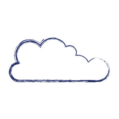 cloud icon flat in dark blue blurred silhouette