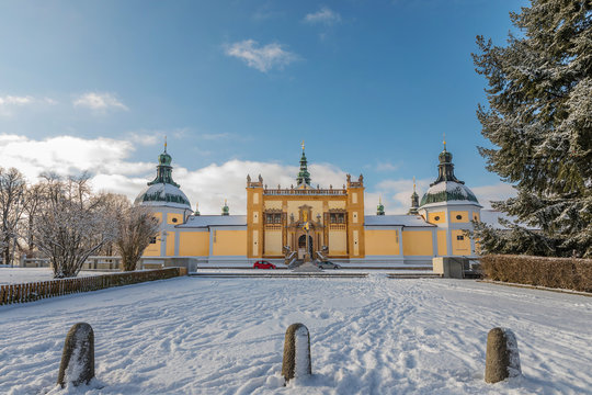 Church of baroque monastery at Svata Hora -The Holy Mountain. Pribram, Czech Republic
