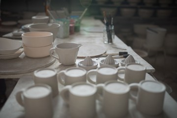 Pottery equipment on worktop