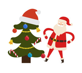 Decorated Spruce Tree and Saint Nicholas Character