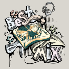 Best Mix - music design with turntable and graffiti arrows