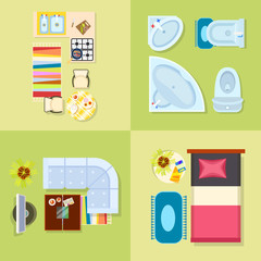 Kitchen and Bathroom Design Vector Illustration