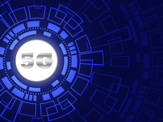 5G network symbol on a technology background.  Vector illustration.