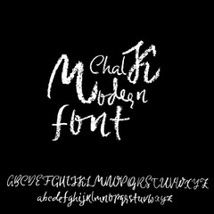 Handwritten vector chalked alphabet. Imitation texture of chalk. Modern hand drawn alphabet. Isolated letters. Vector illustration