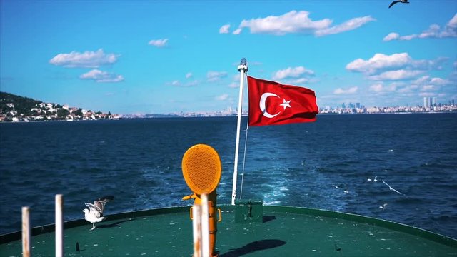 flag on a boat fluttering in the wind