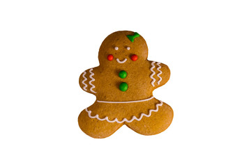 Christmas gingerbread girl isolated on a white background