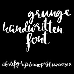 Hand drawn elegant calligraphy font. Modern brush lettering. Grunge style alphabet. Vector illustration.
