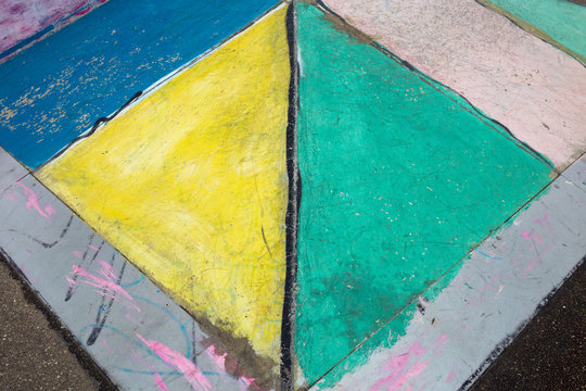 Painted flat funbox in a skatepark