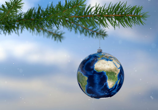 Weihnachtskugel als Erde