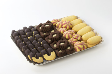 cookies on a white background, assorted tray