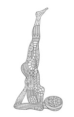 Graphic vector illustration of a woman doing Yoga sitting in Shoulder Stand Pose