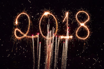 2018 written with Sparkle firework,happy new year