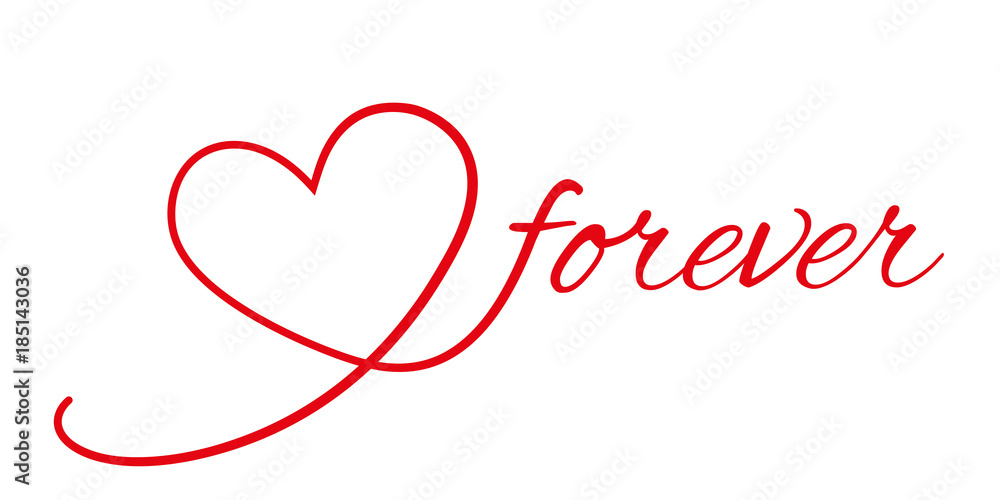 Wall mural herz forever schriftzug rot