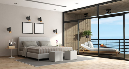 Large master bedroom of an holiday villa - obrazy, fototapety, plakaty