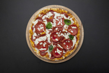 pizza on the dark background