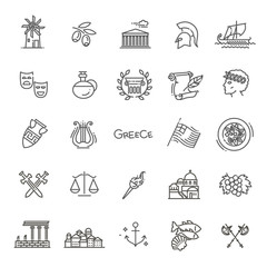 Greece line icon set.Vector