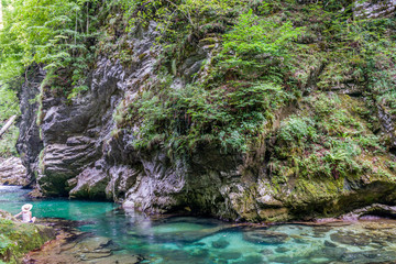Vintgar gorge, Bled, Slovenia, turquoise water