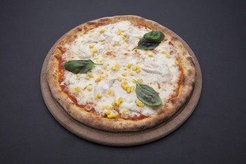 pizza on the dark background