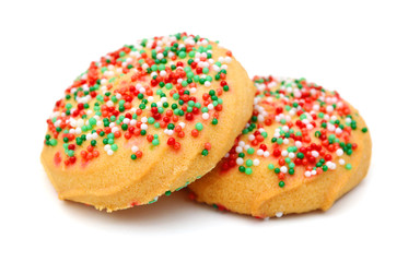 Sugar Cookie With Sprinkles Isolated On White