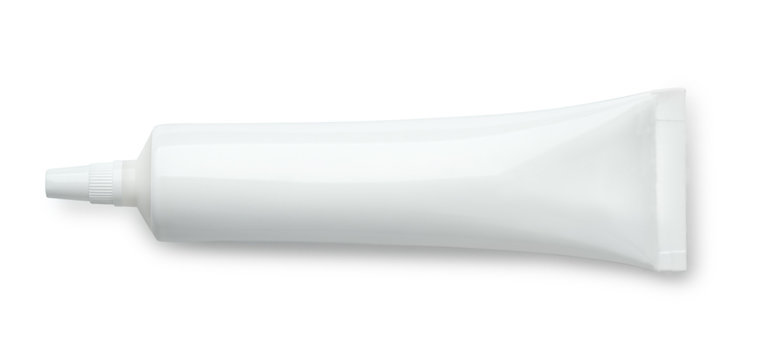 Top view of white blank plastic tube
